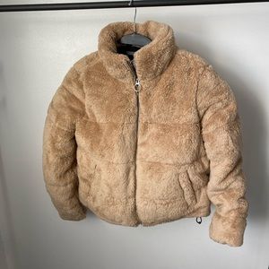 cream fur puffer jacket